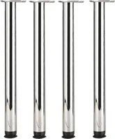 Camar Tischbeine höhenverstellbar 700-800mm rund ø 60mm Set Zoom - Tischfüße ideal als Schreibtischbeine & Esstischbeine verwendbar - inklusive Montageplatten für Tischbeine, 4x Stahl chrom