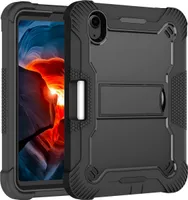 Pouzdro pro iPad mini 2024/iPad mini 2021, robustní hybridní ochranné pouzdro na tablet se stojánkem černé