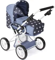 Bayer Chic 2000 - Kombi-Puppenwagen Leni, Puppenwagen mit herausnehmbarer Tragetasche, Sternchen navy