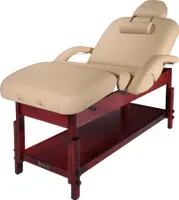 Master Massage 76cm Claudia™ Spa Salon Stationärer Massagetisch Massageliege Beauty Couch Paket mit Armlehne Rücklehne & Beinstütze-Beige