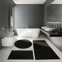 Badezimmer Teppich Hochflor Badematte Modern Kuschelig Weich Uni Schwarz Größe 40x55 cm