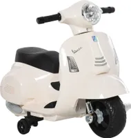 HOMCOM VESPA Elektrická motorka Dětská motorka Elektrické vozidlo 18-36 měsíců 3 km/h LED světlo Zvuk Plast-plast Kov Bílá 66,5 x 38 x 52 cm