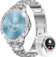 Smartwatch Damen mit Telefonfunktion,20 Sportmodi Armbanduhr mit Menstruationszyklus Schlafmonitor Schrittzähler Fitnessuhr Damen für Android iOS, silber