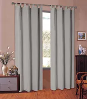 Mikrofaser Vorhang blickdichte matte unifarbene Gardine, Grau Schlaufen, 225x140 Schal. Material aus Microsatin-Gewebe. 204000