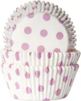 50 Muffinförmchen weiß, rosa gepunktet