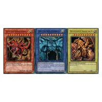 Yu-Gi-Oh - Slifer, Obelisk und Ra - Götterkarten Set in Toploader + Heartforcards Versandschutz