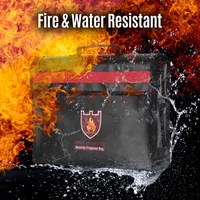 Wasserdichte und feuerfeste Geldtasche Dokumententaschen 39x30x8.9cm Aktentaschen silikonbeschichteter, wasserdichter Dokumentenhalter aus Fiberglas mit Schultergurtgriff, sichere Aufbewahrungstasche, feuer- und wasserabweisend für Bargeld, Geld, Akten, Reisepass, Schmuck, Laptop, Wertsachen