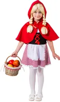 Rotkäppchen Kostüm Kinder Kleid mit Cape Umhang Märchen Karneval Fasching 128