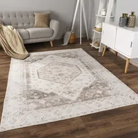 Teppich Wohnzimmer Kurzflor Rutschfest Weich Orientalisch Bordüre Ornament Grösse 80x150 cm