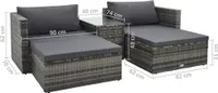 vidaXL 5dílná zahradní lounge souprava s polštáři Poly Rattan Grey