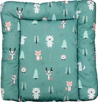 TupTam Baby Wickeltischauflage mit Baumwollbezug Gemustert, Farbe: Wald / Fuchs / Reh / Igel / Bärchen / Grün, Größe: 75 x 85 cm