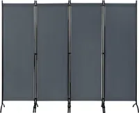 WOLTU Paravent 4-teilig 224x181 cm, Raumteiler klappbar, Sichtschutzwand, Dunkelgrau