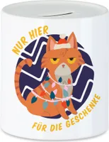Nur Für Die Geschenke Hier Spardose Lustiges Katzen Motiv Katzenliebhaber Weihnachten Weihnachtsfest