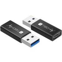 Techly IADAP USB3-AFT, USB A, USB C, Schwarz