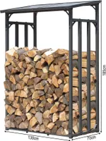 Metall Kaminholzregal Anthrazit 130 x 70 x 185 cm Garten Kaminholzunterstand 1,6 m³ / 2,5 SRM Kaminholzlager Stapelhilfe Aussen