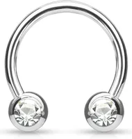 viva-adorno 1,6x12x5mm Hufeisen Piercing Chirurgenstahl 316L Frontkristall Brustpiercing Septumpiercing verschiedene Farben und Größen Z529,Klar