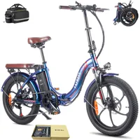 E-bike klapprad Pannensichere Reifen 20 Zoll Rostfreie Aluminiumlegierung Wasserdicht IPX5 bis zu 120 - 150 km Citybike 7 Gang, Blau