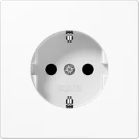 Jung Zentralplatte für SCHUKO® Steckdosen mit Schriftfeld, Klappdeckel, Duroplast, Serie LS, alpinweiß LS1520NAKLPLWW