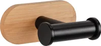 WENKO Turbo-Loc® Wandhaken Duo Orea Bamboo, Haken, Befestigen ohne bohren, Schwarz, Edelstahl rostfrei, Bambus