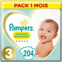Pampers Baby Windeln Größe 3 (6-10kg) Premium Protection, Midi, 204 Stück, MONATSBOX, bester Komfort und Schutz für empfindliche Haut