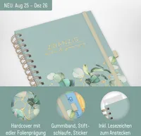 Lieblings-Timer Deluxe 2025/2026 / Ringbuch-Kalender / Minty Leaves / Häfft-Verlag