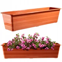 KADAX Blumenkasten "Cati", Balkonkasten aus Kunststoff, Blumentopf für Balkon, Fensterbank, Pflanzgefäß, 60 cm, Terracotta