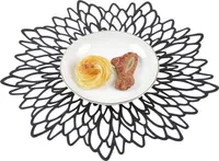 PVC Platzdeckchen Abwaschbar 6er Set Tischsets Rund Platzsets Schwarz Tischmatten für Küche, Schwarz-03