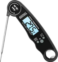 AdroitGoods Kochthermometer Digital - Fleischthermometer - Schwarz - Wasserdicht - Bbq