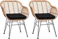 CASARIA® Gartenstühle 2er Set Polyrattan inkl. Auflage Armlehne Metall Wetterfest Verstellbar Outdoor Modern Garten Terrasse Balkon Gartensessel Stuhl