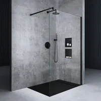 Mai & Mai 120x200cm Walk-In Dusche Schwarz Duschwand für Dusche Duschabtrennung ESG-Sicherheitsglas 10mm NANO Glas BRAM1 Bremen2K