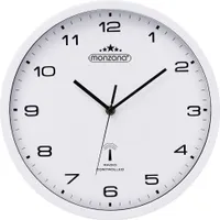 MONZANA® Wanduhr Groß Ø31cm Geräuscharm Automatische Zeitumstellung inkl. AA-Batterie Großes Ziffernblatt Weiß Quarzuhr Analog Wohnzimmer Büro Weiß
