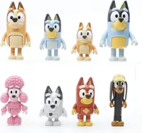 8pc Bluey Anime Bingo Bandit Action Figur Spielzeug Familie und Schule bewegliche Dekorationen PVC Cute Model Doll