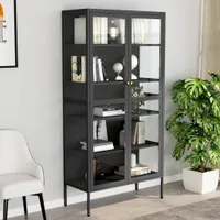 vidaXL Vitrína Antracit 90x40x180 cm Oceľ a tvrdené sklo