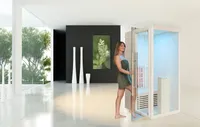 Infrarotkabine WELCON® Easytherm Solo - Sauna für eine Person - Tür bei Draufsicht in die linke Seitenwand integriert (wie ildung)