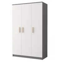Kleiderschrank Drehtürenschrank Kinderkleiderschrank Schrank 120cm Grau/Weiß mit sonoma Griffe - JONAS 19