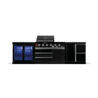 GORILLER® BLACKBACK M7 Outdoor-Küche, Gasgrill mit Doppel-Kühlschrank, Extra-Arbeitsfläche und Stauraum, Edelstahl, Schwarz