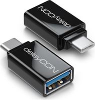 deleyCON USB C OTG Adapter - USB zu USB C - Für Handy Smartphone Tablet Laptop MacBook Chromebook - 2 Stück - Schwarz
