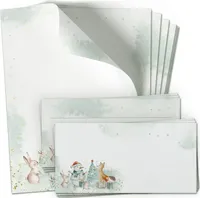 50 Briefpapier und Briefumschlag SET | Weihnachten Weihnachtstiere Weihnachtspost | Papier und Umschlag mit Design-Motiv bedruckt | 90 g/m²
