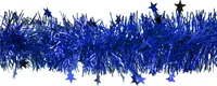 Weihnachtsgirlande Lametta 8cm x 3m inkl. kleine Sterne Blau