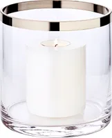 Windlicht Molly, mundgeblasenes Kristallglas mit Platinrand, Höhe 15 cm, Durchmesser 15 cm
