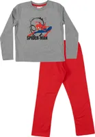 Marvel Spiderman Schlafanzug für Jungen - Kinder Pyjama Set Langarm Oberteil mit Hose Grau/Rot 110-116