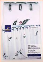 Bistro Gardine , Organza Halbgardine , Stickerei Scheibengardine - Bistrogardine