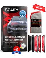 IVALITY® Magnetischer Kennzeichen-Halter auf der Stoßstange - Rahmenlose Nummernschild-Halterung für 2X Alu-Kennzeichen - Wechselkennzeichen Österreich - Magnet Auto-Zubehör