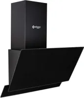 Wiggo Dunstabzugshaube 60cm kopffrei I Abluft Umluft Dunstabzug 300m³/h - LED Touch-Display 3 Stufen I Schräghaube inkl. Fettfilter & 2x Kohlefilter I Abzugshaube mit 2 teiliger Glasfront schwarz