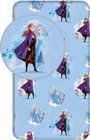 Kinder Bettlaken Betttuch Spannbettlaken Disney Frozen Die Eiskönigin Anna und Elsa, blau, 90 x 200 + 25cm, 100 % Baumwolle