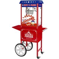 Popcornovač Royal Catering s vozíkom - dizajn USA - červený