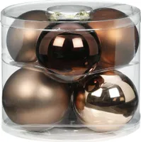 Weihnachtskugeln Glas 10cm, 6 Stück, Farbe:Elegant Lounge ( schokolade braun )