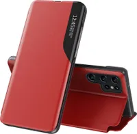 Eco Leather View Case etui do Samsung Galaxy S23 Ultra z klapką podstawka czerwone