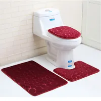 2 Stk Luxus Rechteckig Badezimmer Badeset Bad und Klovorleger Teppich Toilette 