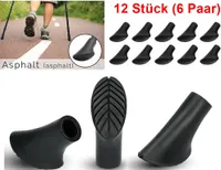 GKA 12 Stück (6 Paar) Nordic Walking Asphaltpads für Trekkingstöcke Asphalt Ersatzfüße für Nordic Walking Stöcke Gummipuffer Trekking